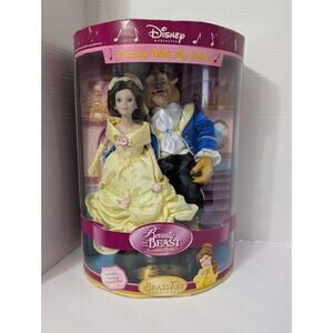 2004 Disney Beauty & The Beast Brass Key Porcelain Dolls Dancing New In Box